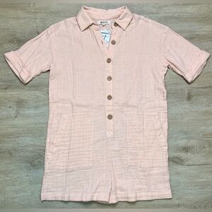 Rip Curl Romper XXS Dusty Light Pink Surf 100% Cotton Oversized Pocket NWT